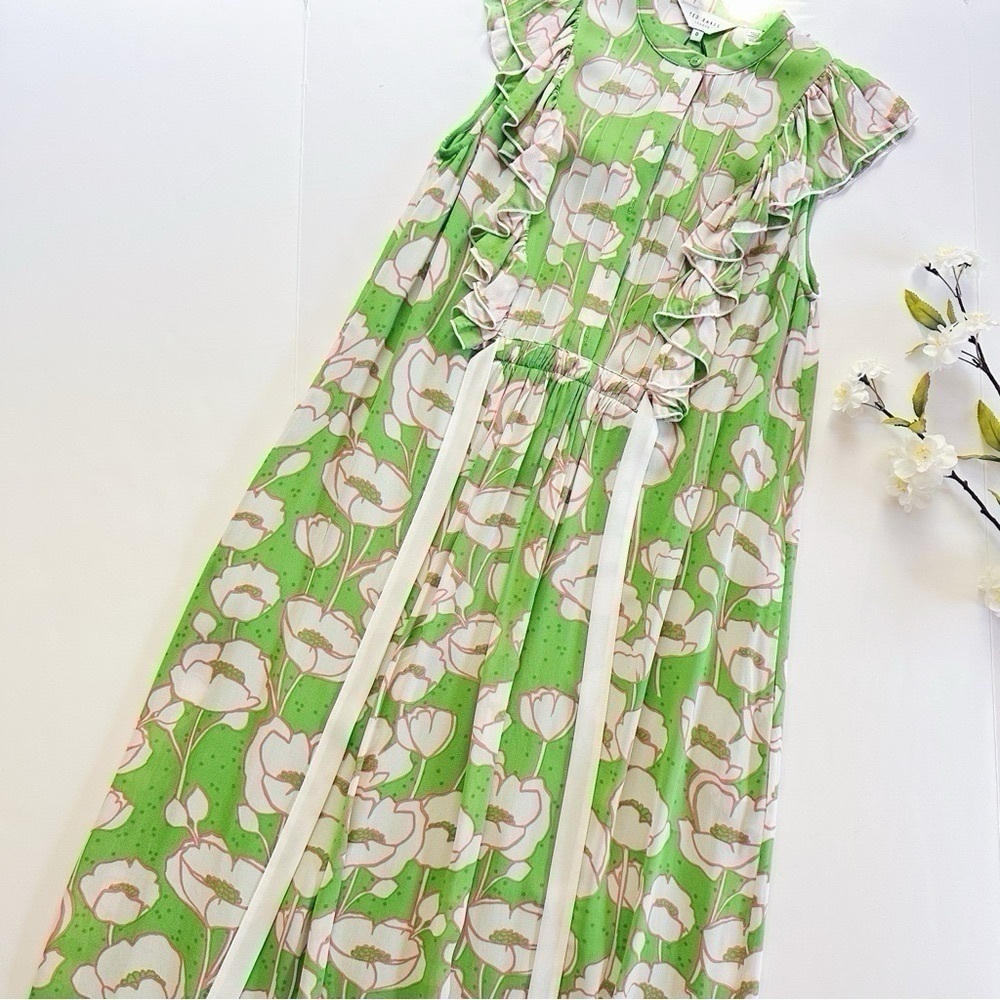 Ted Baker Tindraa Band Collar Midi Dress in Green - Picture 7 of 12